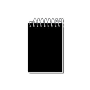 Coleção Office Pauta branca, caderneta 1/16 Sua capa é minimalista na cor preta.